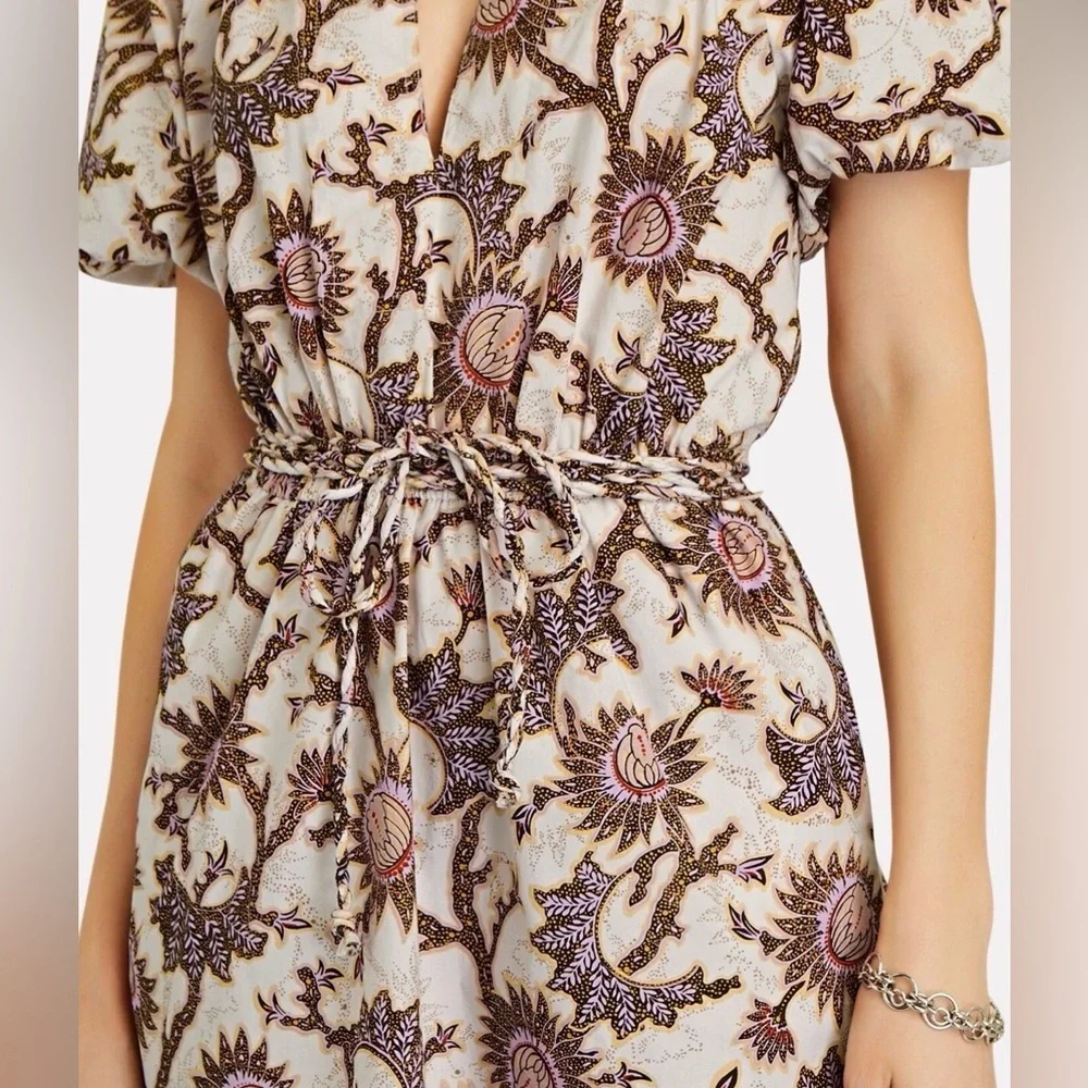 A.L.C. Adelaide Floral Tie Waist Puff Sleeve Mini Dress SZ 10 - Picture 6 of 15